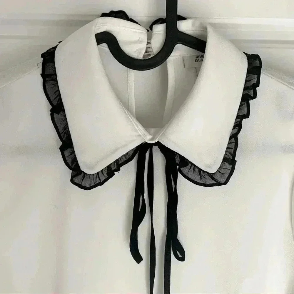 RIVER ISLAND White shorts sleeve  top blouse - XS